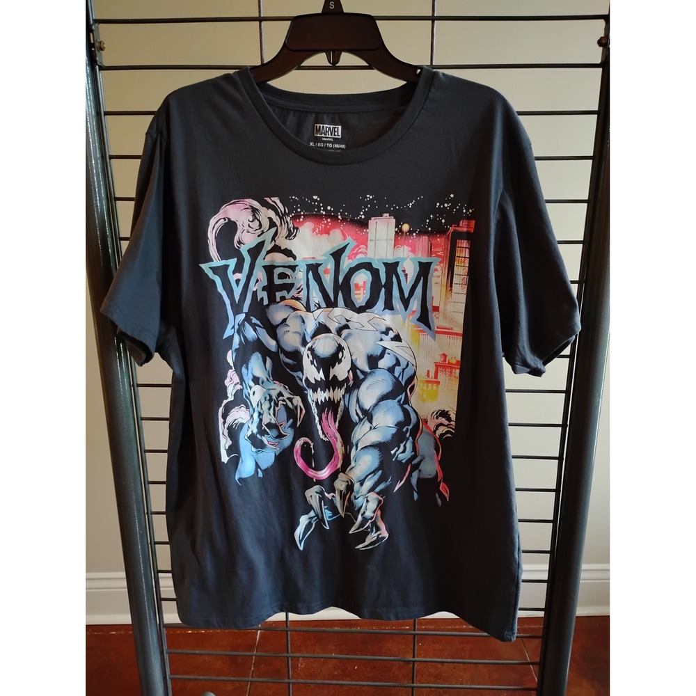 Marvel Venom Graphic T-Shirt Mens XL Charcoal Grey Comic Book Mad Engine 468